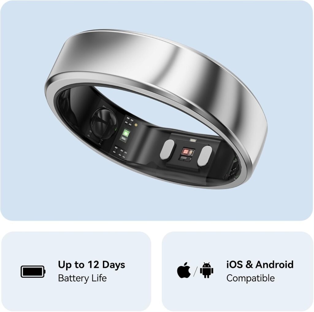 RingConn Gen 2, World’s First Smart Ring with Sleep Apnea Monitoring, No APP Subscription, 12-Day Battery Life, Stress/Heart Rate/Womens Health Tracker, Android iOS Compatible (Black, Size 10)