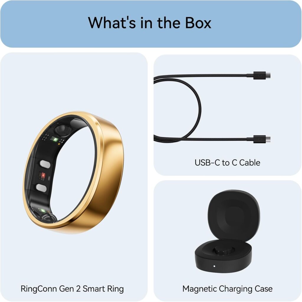 RingConn Gen 2, World’s First Smart Ring with Sleep Apnea Monitoring, No APP Subscription, 12-Day Battery Life, Stress/Heart Rate/Womens Health Tracker, Android iOS Compatible (Black, Size 10)